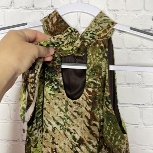 BCX Chiffon Camo Camouflage Sleeveless Summer Halter Top w Front Ruffles Size S - Picture 9 of 12